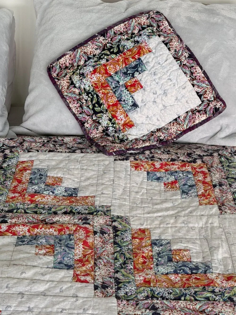 Early 90's Russian Handmade Quilt and Pillows